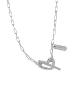 Women Irregular Hollow Heart LOVE Letter 925 Sterling Silver Necklace