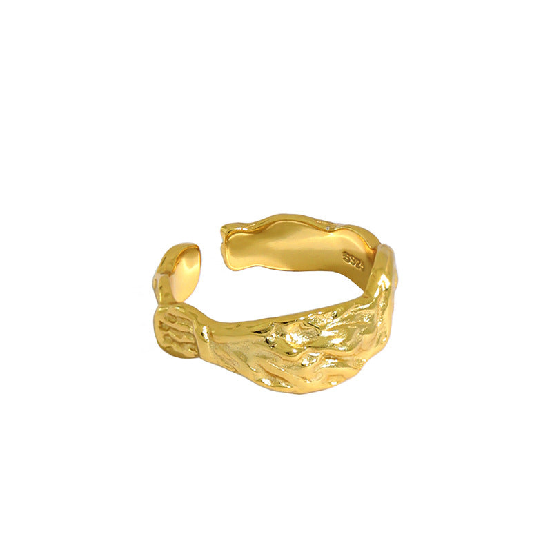 Casual Irregular Face 925 Sterling Silver Adjustable Ring