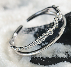 Casual Double Layer 925 Sterling Silver Adjustable Ring