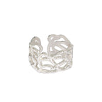 Vintage Irregular Wide Branch Texture 925 Sterling Silver Adjustable Ring