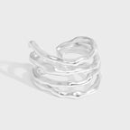 Classic Multi Layer Irregular Lines 925 Sterling Silver Adjustable Ring