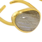 Classic Geometry Natural Moonstone Crystal 925 Sterling Silver Adjustable Ring