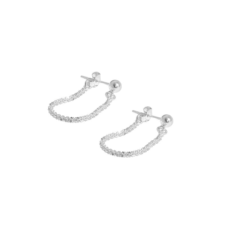 Party Babysbreath Chain 925 Sterling Silver Hoop Earrings