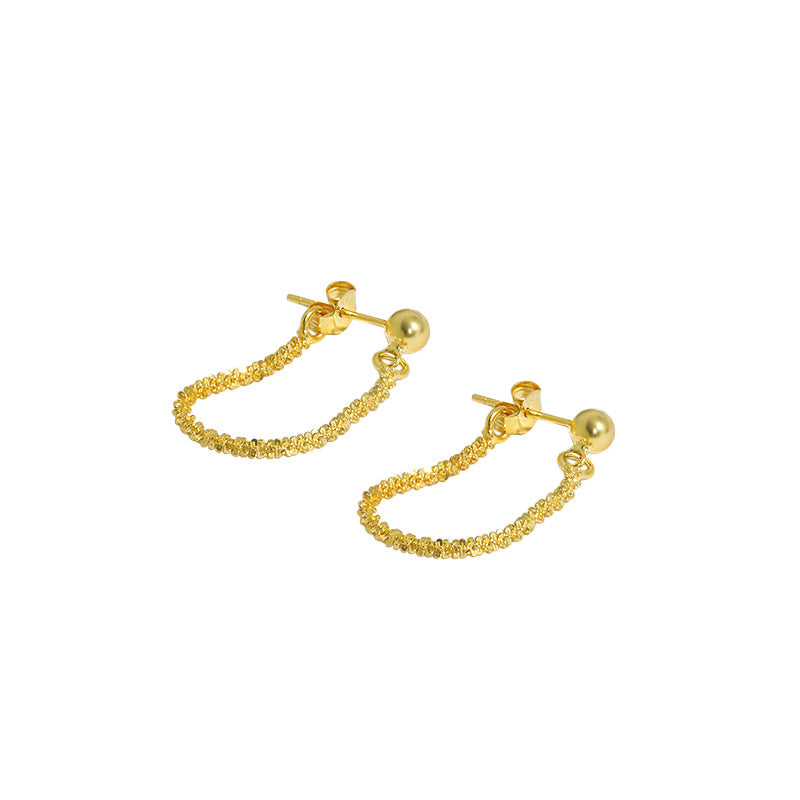 Party Babysbreath Chain 925 Sterling Silver Hoop Earrings