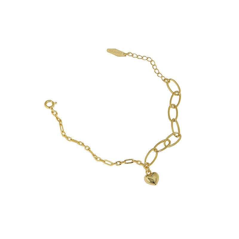 Irregular Hollow Chain Heart 925 Sterling Silver Bracelet