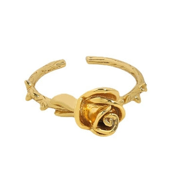 Beautiful Hollow Rose Flower 925 Sterling Silver Adjustable Ring