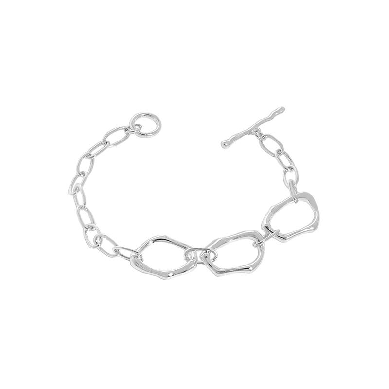 Irregular Casual Hollow Chain 925 Sterling Silver Bracelet