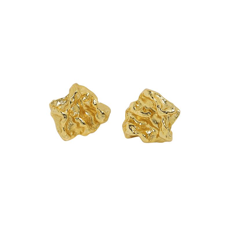 Daily Irregular Meteorite Stone 925 Sterling Silver Stud Earrings