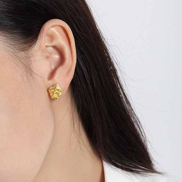 Daily Irregular Meteorite Stone 925 Sterling Silver Stud Earrings