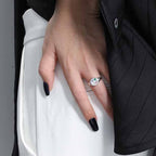 Colorful Geometry Star Oval CZ 925 Sterling Silver Adjustable Ring