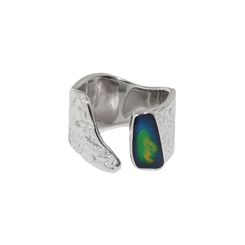 Beautiful Irregular Enamel 925 Sterling Silver Adjustable Ring