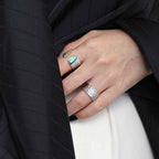 Beautiful Irregular Enamel 925 Sterling Silver Adjustable Ring