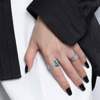 Beautiful Irregular Enamel 925 Sterling Silver Adjustable Ring