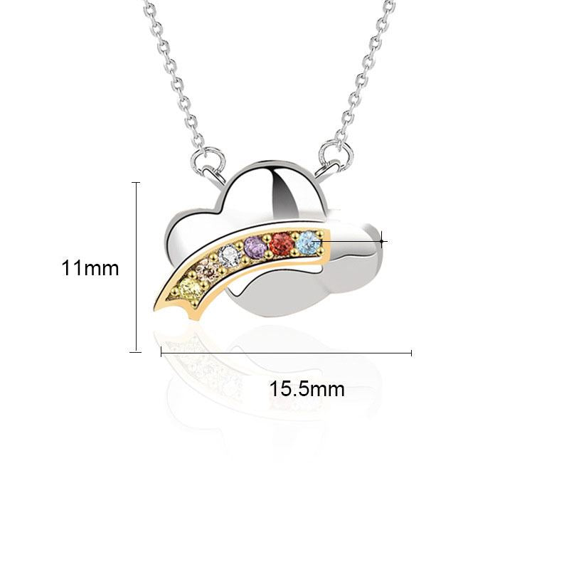 Colorful CZ Rainbow Girl Cloud 925 Sterling Silver Necklace