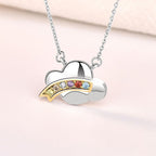 Colorful CZ Rainbow Girl Cloud 925 Sterling Silver Necklace