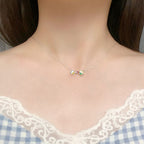 Colorful CZ Rainbow Cloud Sun Girl 925 Sterling Silver Necklace