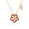 Beautiful Red CZ Hollow Flower 925 Sterling Silver Necklace