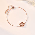 Beautiful Red CZ Hollow Flower 925 Sterling Silver Bracelet