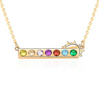 Colorful CZ Rainbow Sun Sweet 925 Sterling Silver Necklace