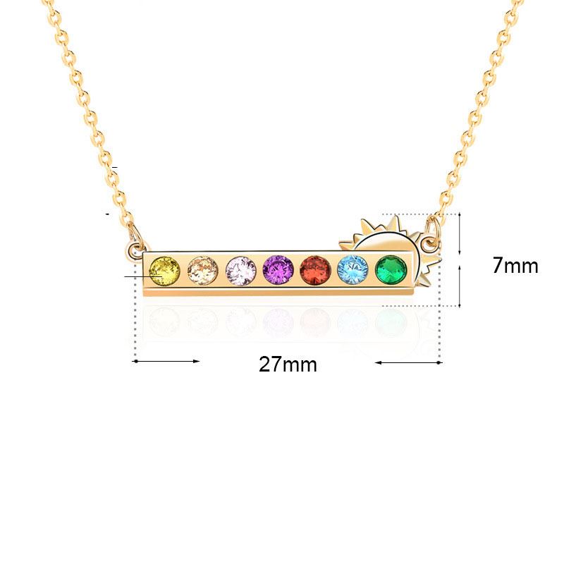 Colorful CZ Rainbow Sun Sweet 925 Sterling Silver Necklace