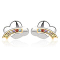 Beautiful Colorful CZ Rainbow Cloud 925 Sterling Silver Stud Earrings