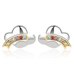 Beautiful Colorful CZ Rainbow Cloud 925 Sterling Silver Stud Earrings