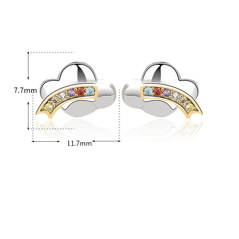 Beautiful Colorful CZ Rainbow Cloud 925 Sterling Silver Stud Earrings