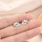 Beautiful Colorful CZ Rainbow Cloud 925 Sterling Silver Stud Earrings