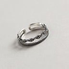 Vintage Double Layer Dot 925 Sterling Silver Adjustable Ring