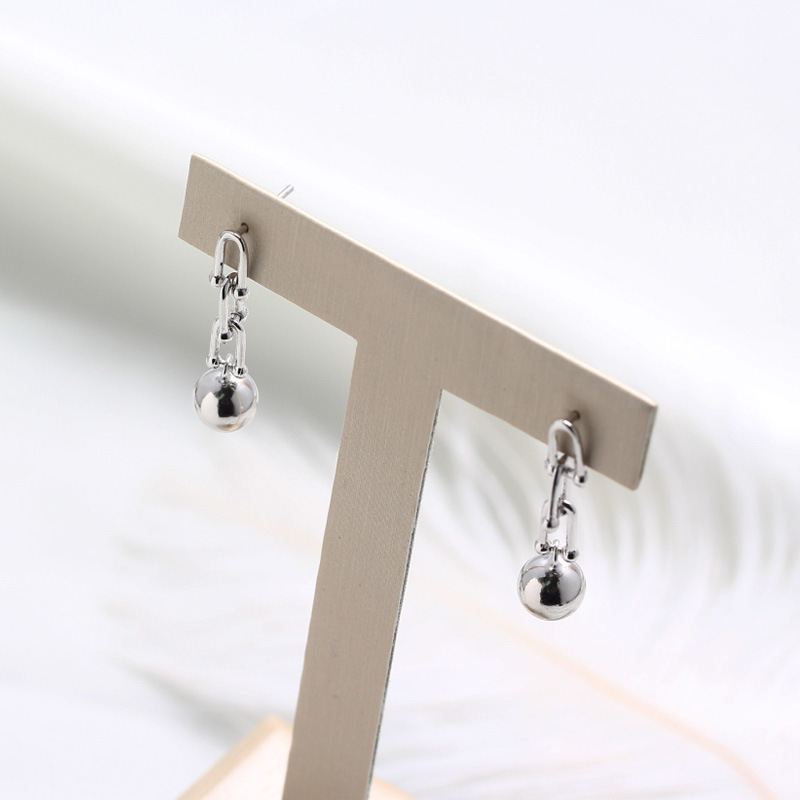 Modern Hollow Chain Tassels Ball 925 Sterling Silver Dangling Earrings