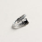 Vintage Twisted Black CZ 925 Sterling Silver Adjustable Ring