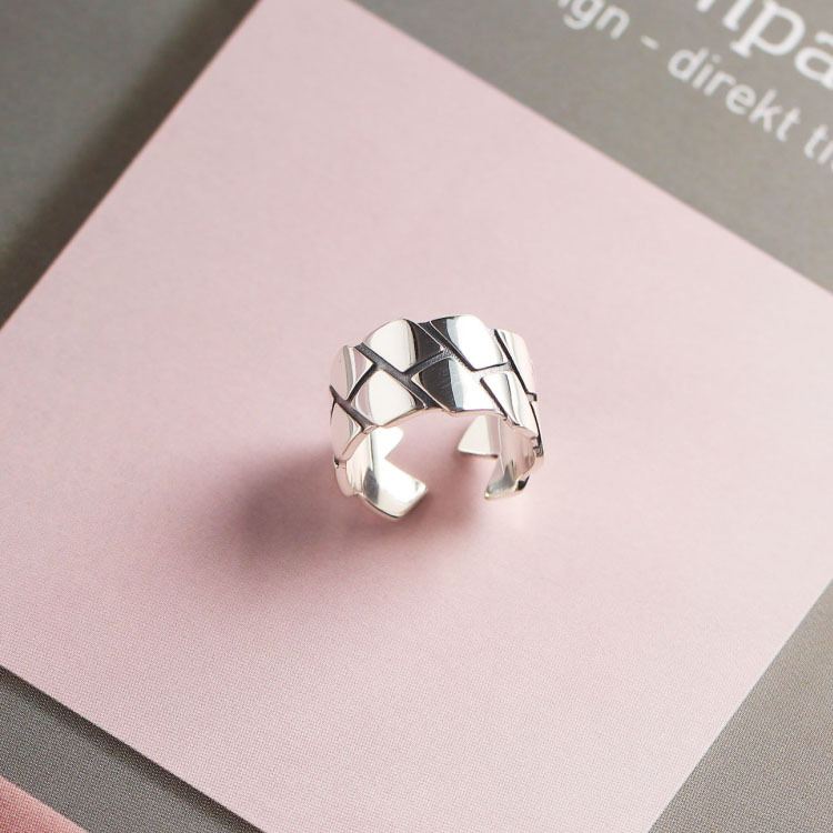 Vintage Minimalism Geometry 925 Sterling Silver Adjustable Ring