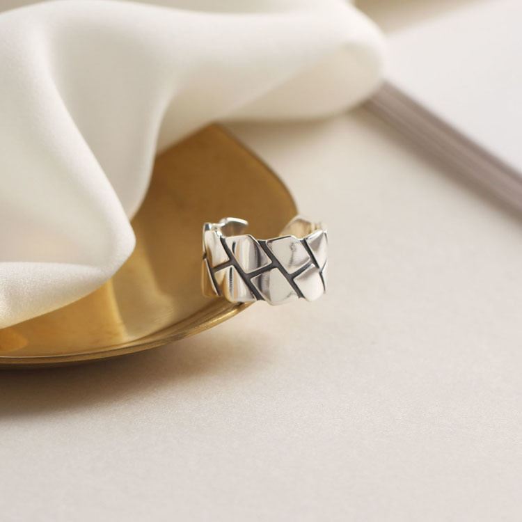 Vintage Minimalism Geometry 925 Sterling Silver Adjustable Ring