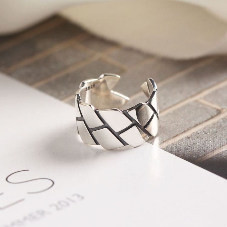 Vintage Minimalism Geometry 925 Sterling Silver Adjustable Ring