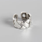 Vintage Weave 925 Sterling Silver Wide Adjustable Ring