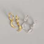 Crescent Moon 925 Sterling Silver Hoop Earrings