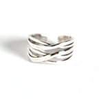 Vintage Lines Cross 925 Sterling Silver Wide Adjustable Ring