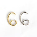 CZ C Shape 925 Sterling Silver Leverback Earrings