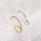 CZ C Shape 925 Sterling Silver Leverback Earrings