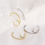 CZ C Shape 925 Sterling Silver Leverback Earrings