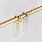 Party Circle Chain Tassels 925 Sterling Silver Leverback Earrings