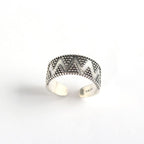 Vintage Dots Wide 925 Sterling Silver Adjustable Ring