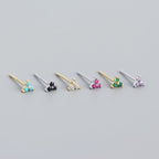 Cute Mini CZ Lucky Three Leaf Clover 925 Sterling Silver Stud Earrings