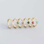 Cute CZ Beads 925 Sterling Silver Huggie Hoop Earrings