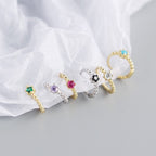 Cute CZ Beads 925 Sterling Silver Huggie Hoop Earrings