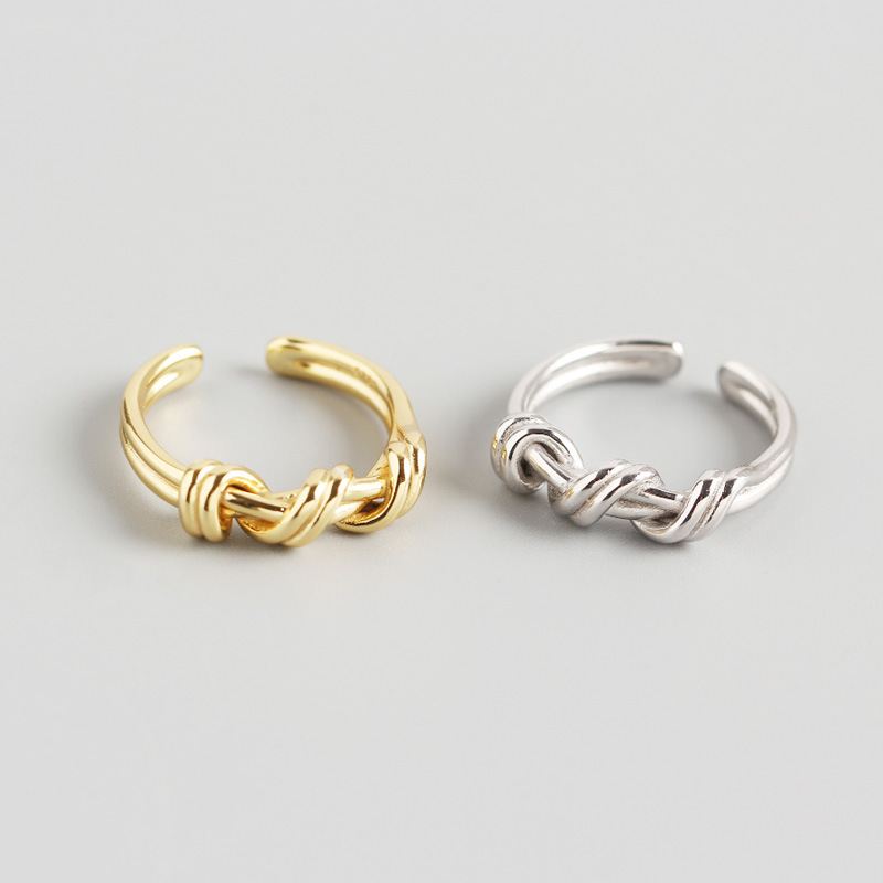 Casual Twisted Knot 925 Sterling Silver Adjustable Ring