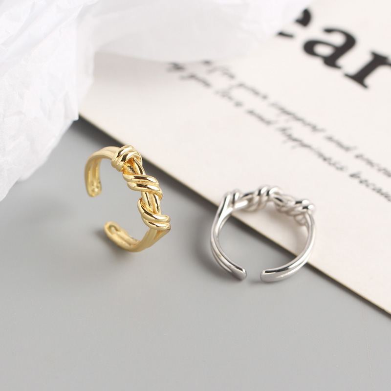 Casual Twisted Knot 925 Sterling Silver Adjustable Ring