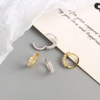 CZ Geometry Simple 925 Sterling Silver Hoop Earrings