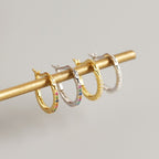 Colorful CZ Round Circle 925 Sterling Silver Hoop Earrings