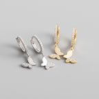 Beautiful Butterfly CZ 925 Sterling Silver Hoop Earrings
